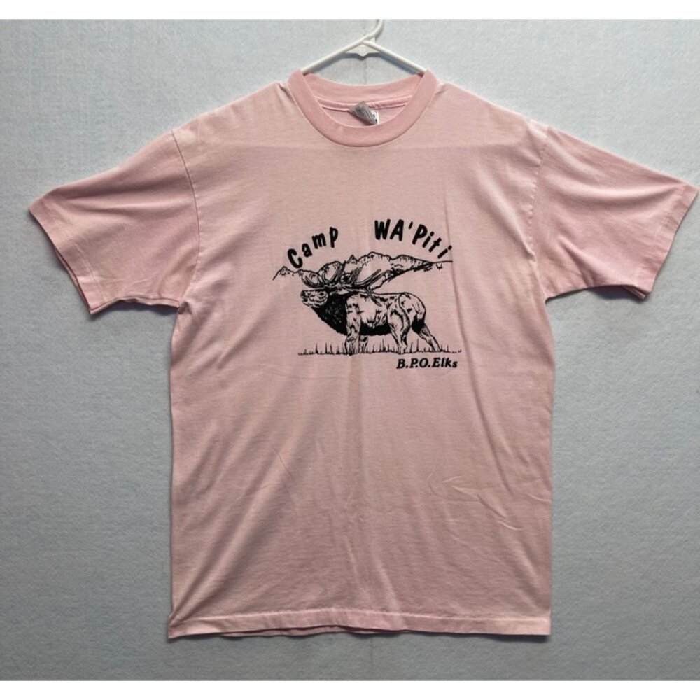 Vintage Camp Wa'Piti B. P. O. Elks Tee Light Pink Size Large